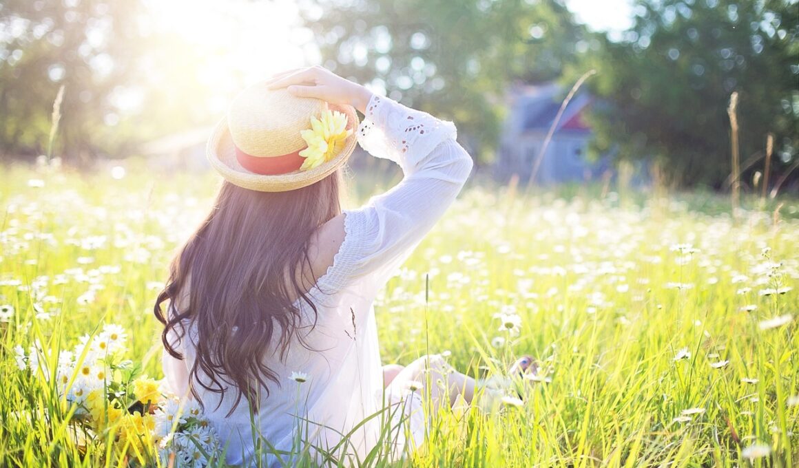 woman, field, beautiful flowers