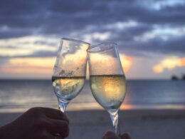 Two People Toasting Flute Glasses