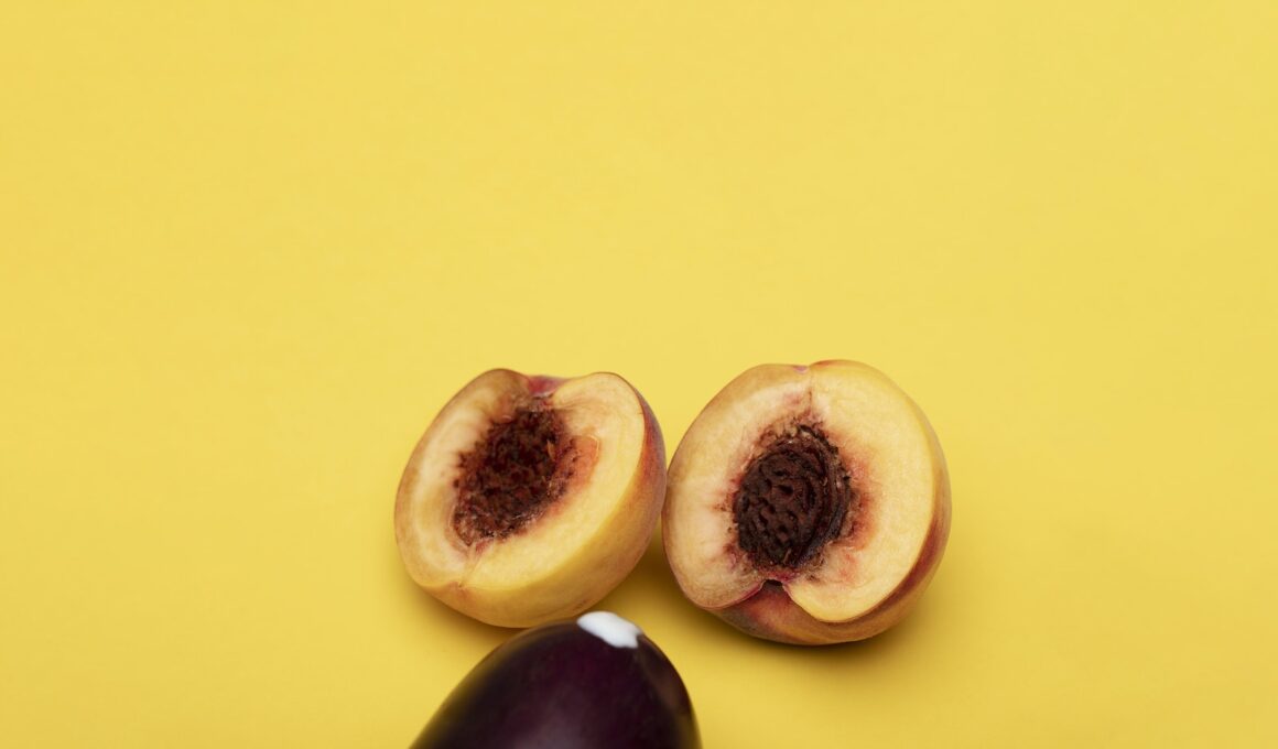 Sliced Peach on Yellow Surface