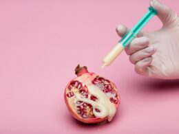 person holding green and white pen